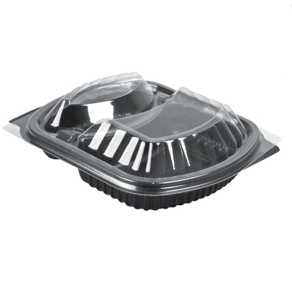2-COMPARTMENT-MICROWAVABLE-PLASTIC-FOOD-TRAY-CONTAINER-LID-COMBO-Catex.ie