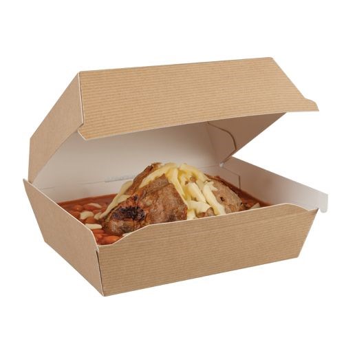 Brown Paper Clamshell Savori Snack Boxes