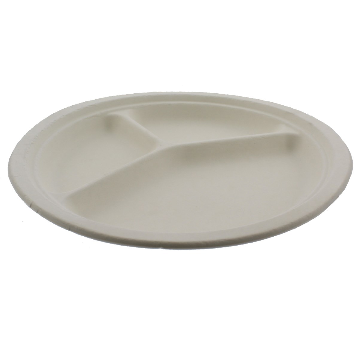 10 Inch Compostable Sugarcane 3 Compartment Plate