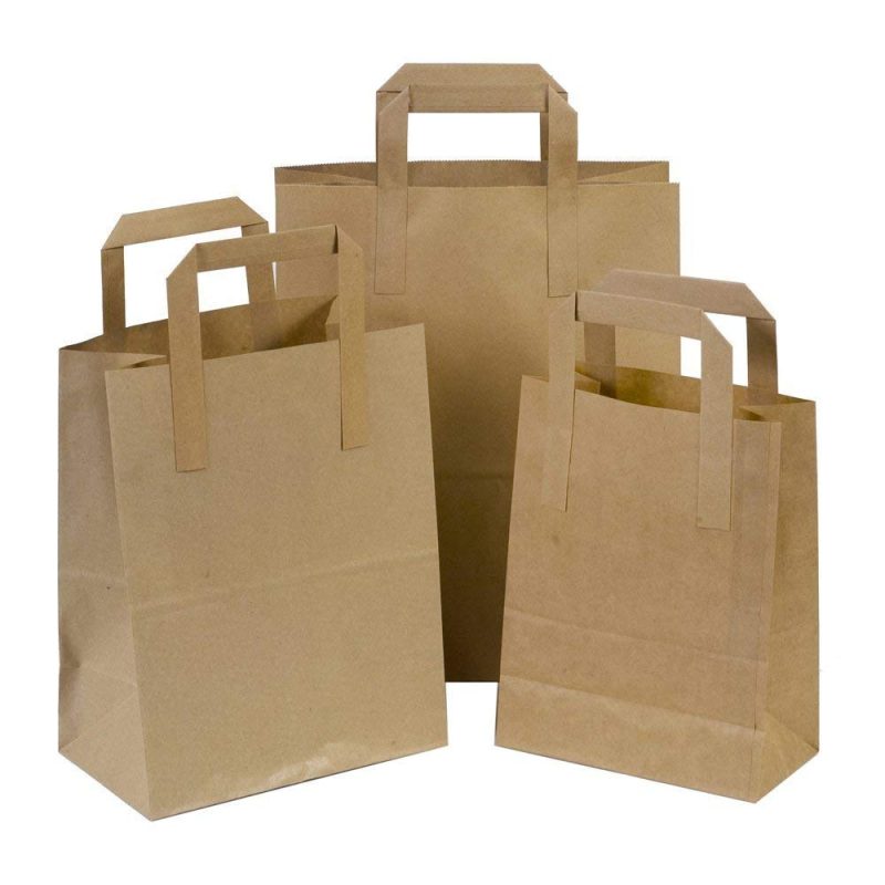 Flat Twisted Handle Kraft Paper Bags - Catex.ie