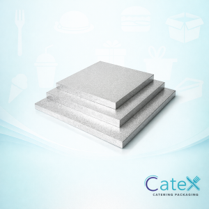 12 Inch Square Cake Boards Ireland - Bulk pack of 10 silver 3mm double thickness boards