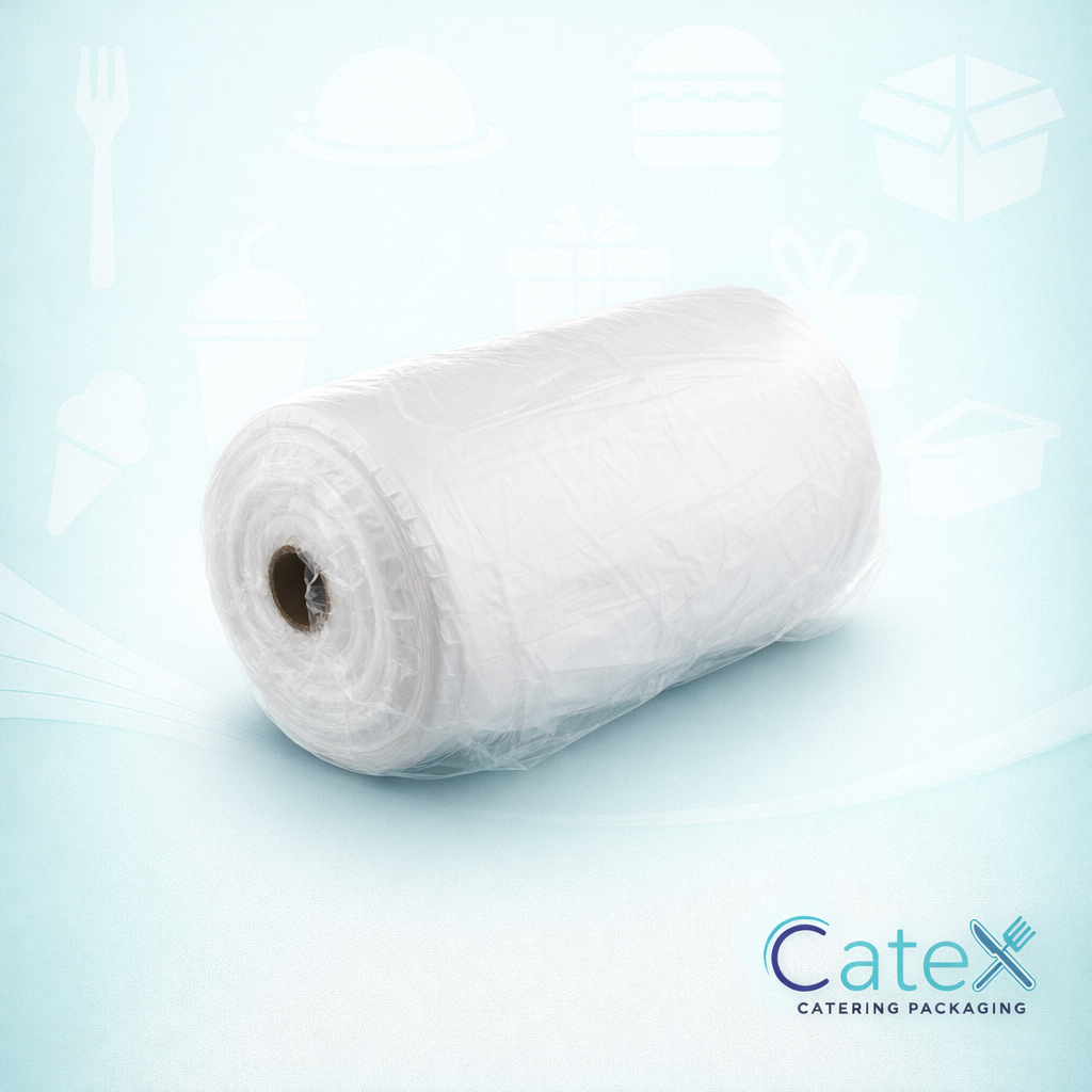 Bulk 5,000 pack of large 12 x 18 inch white HDPE plastic food bags on roll for bakeries and butchers