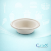 Stack of 12oz 340ml fully compostable round bowls made from natural sugarcane bagasse