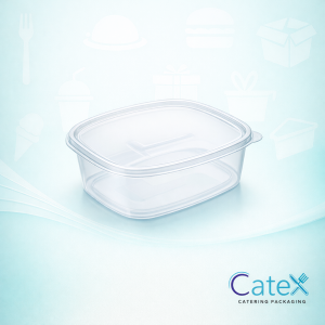 Bulk pack of 200 clear 2000cc plastic oval salad bowls for large catering portions
