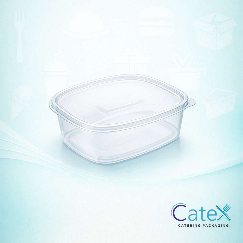 Bulk pack of 200 clear 2000cc plastic oval salad bowls for large catering portions