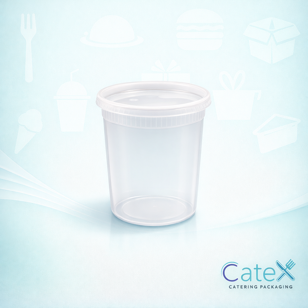 32oz Soup Cups with Lids Ireland - Bulk pack of 250 1-litre white paper food pots