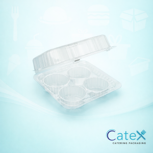 4 Compartment Plastic Muffin Containers Ireland - Bulk pack of 320 clear bakery clamshells