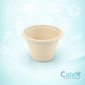 Bulk 1000 pack of Sabert BePulp 500ml round natural pulp bowls for compostable food service