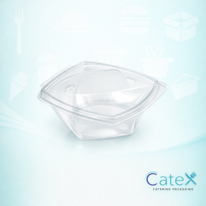 Bulk pack of 400 clear 500ml twisty salad bowls for deli and takeaway use