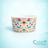 Decorative 5oz paper ice cream scoop cups with a stylish Love printed design in a bulk 1400 pack