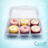 6 Compartment Fairy Cake Containers Ireland - Bulk pack of 110 clear 60mm deep cupcake boxes