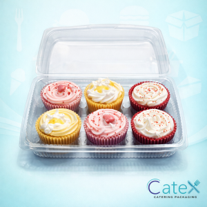 6 Compartment Fairy Cake Containers Ireland - Bulk pack of 110 clear 60mm deep cupcake boxes