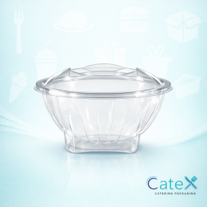 750ml Plastic Salad Bowls with Lids Ireland - Bulk pack of 200 clear medium salad containers
