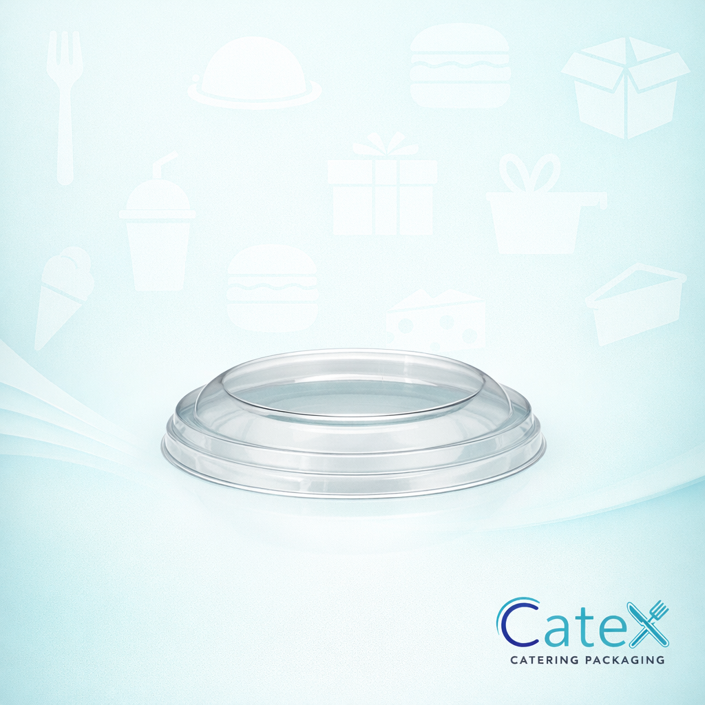 8oz PET Dessert Pot Lids Ireland - Bulk pack of 1000 clear plastic secure fit lids