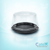Wholesale pack of 240 nine inch black plastic gateaux bases with clear dome lids