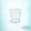Stack of 9oz 270ml crystal clear PET plastic sundae cups for ice cream and gelato