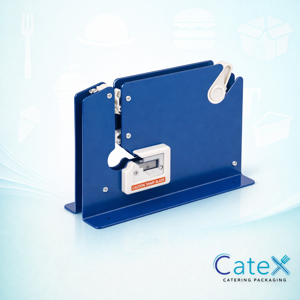 Bag Neck Sealer Dispenser Ireland - Heavy-duty blue metal manual bag sealer for red tape