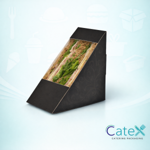 Black Sandwich Wedges Ireland made from premium kraft paper with clear window