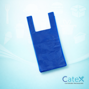 Bulk 2,000 pack of strong blue 16-micron plastic vest carrier bags for retail shopping