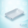 Bulk pack of 360 slim C3e clear plastic food trays with integrated absorbent pads