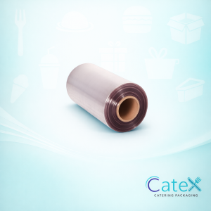 Roll of professional 350mm x 750m centrefold food wrap film with 20 micron thickness