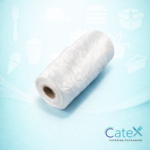 Bulk 4,000 pack of clear plastic bags with handles on roll 415x200mm for produce and retail