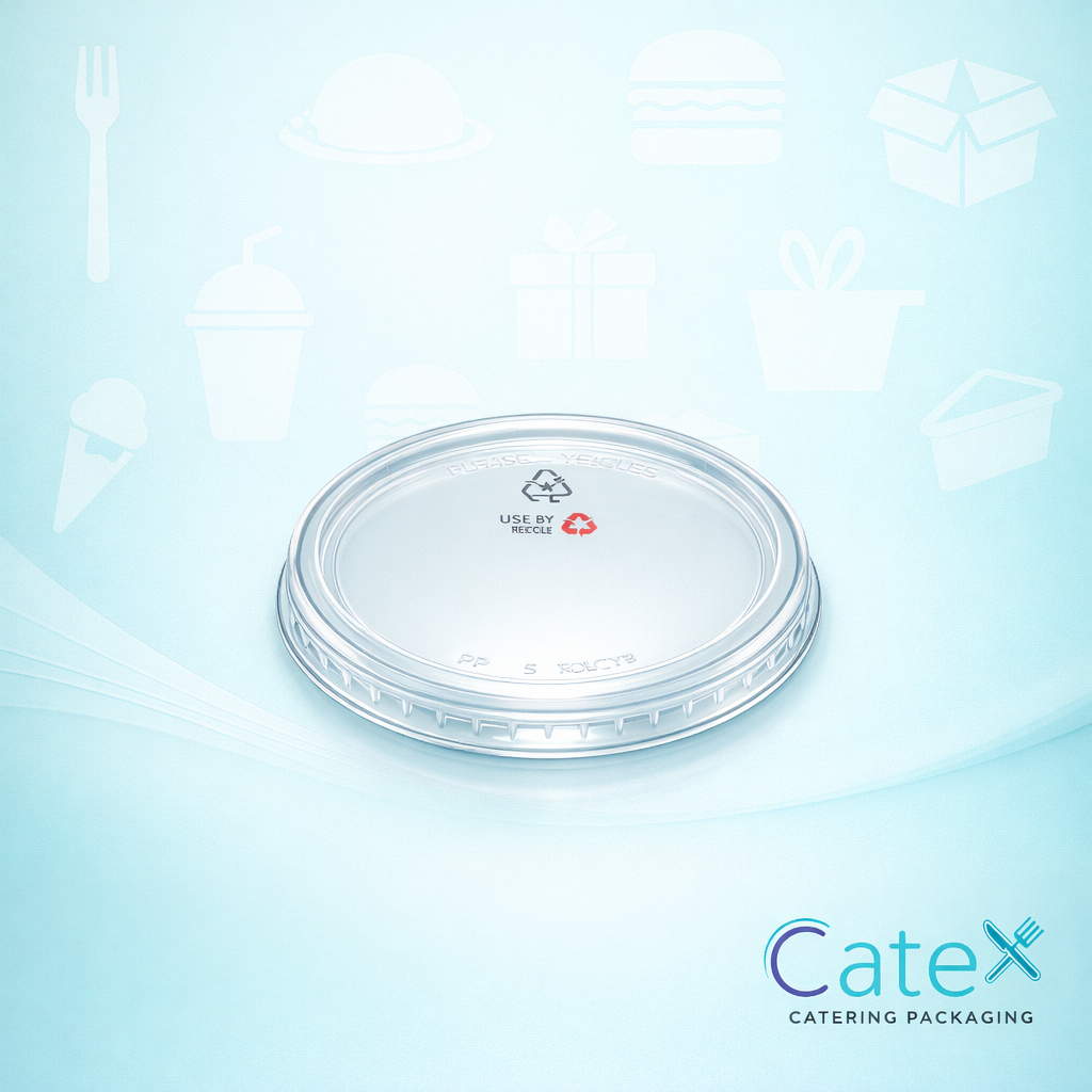 Compostable PLA Lids for P240 Containers Ireland - Bulk pack of 1000 clear plant-based lids