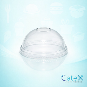 Dome Lids for Smoothie Cups Ireland - Bulk pack of 1000 clear PET dome lids with hole