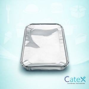 Bulk pack of 150 silver aluminium foil hood lids for R31G large catering containers