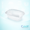 Bulk pack of 500 clear 500cc Fresco salad containers with hinged lids for retail display