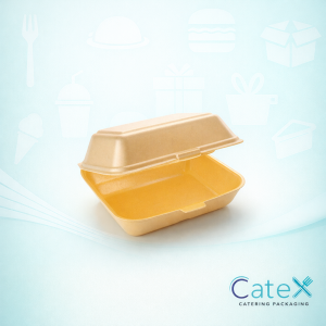 HP2 Champagne Burger Boxes Ireland - Bulk pack of 500 champagne polystyrene foam meal containers