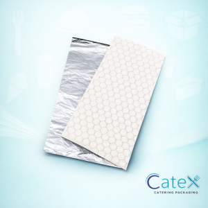 Bulk pack of 2000 silver insulated honeycomb foil sandwich wrap sheets for hot food