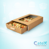 Large 482mm kraft paper catering platter box with a clear viewing window and base