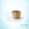 Bulk pack of 360 Leaf 1000ml kraft disposable salad bowls with clear plastic lids