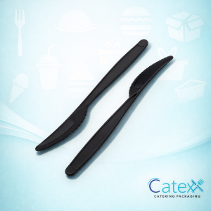 Bulk 1000 pack of Leafware 6-inch white compostable CPLA knives for hot food catering