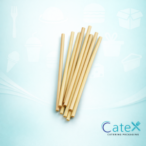 Pack of 250 natural straight biodegradable straws 210mm x 6mm made from plant-based plastic