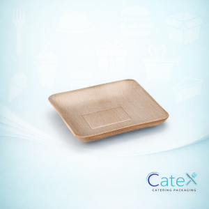 Bulk 200 pack of Naturesse 17x14cm palm leaf compostable trays with unique natural grain
