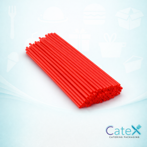 Bulk 10,000 pack of vibrant red Olympia jumbo plastic drinking straws with 6mm diameter