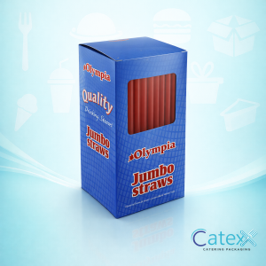 Bulk 4000 pack of Olympia jumbo straight red plastic drinking straws 200mm x 7mm