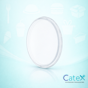 Round Deli Pot Flat Lids Ireland - Bulk pack of 1000 clear plastic lids for 470ml pots
