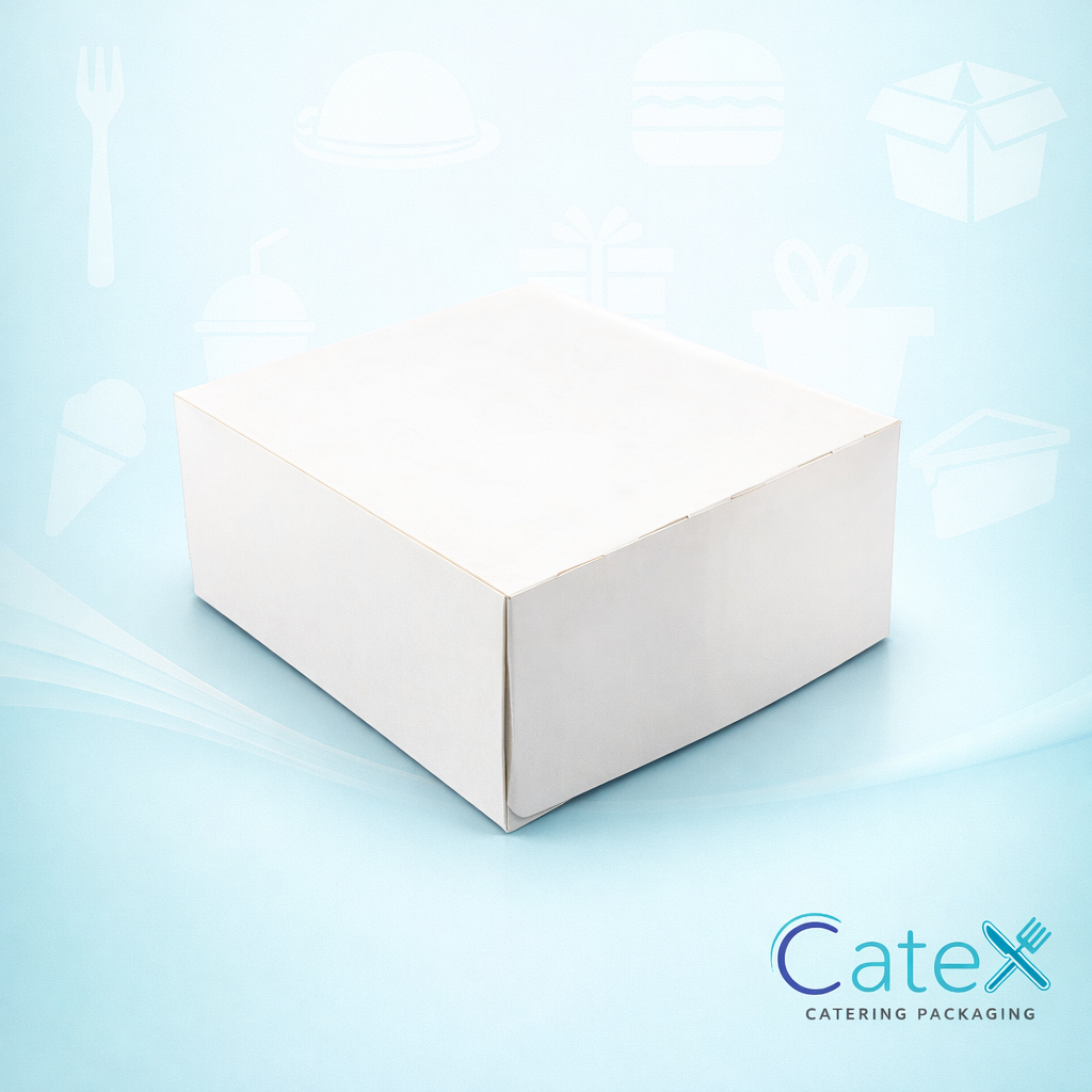 White Folding Cake Boxes Ireland - Bulk pack of 250 plain white 7x7x4 inch bakery boxes