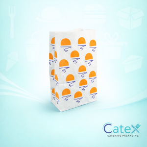 Bulk 1,000 pack of white kraft SOS block bottom paper bags 5x8.5x9.75 inch for takeaways and pharmacies