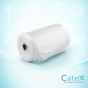 Bulk 3,000 pack of white plastic bags with handles on roll 415x200mm for retail and produce