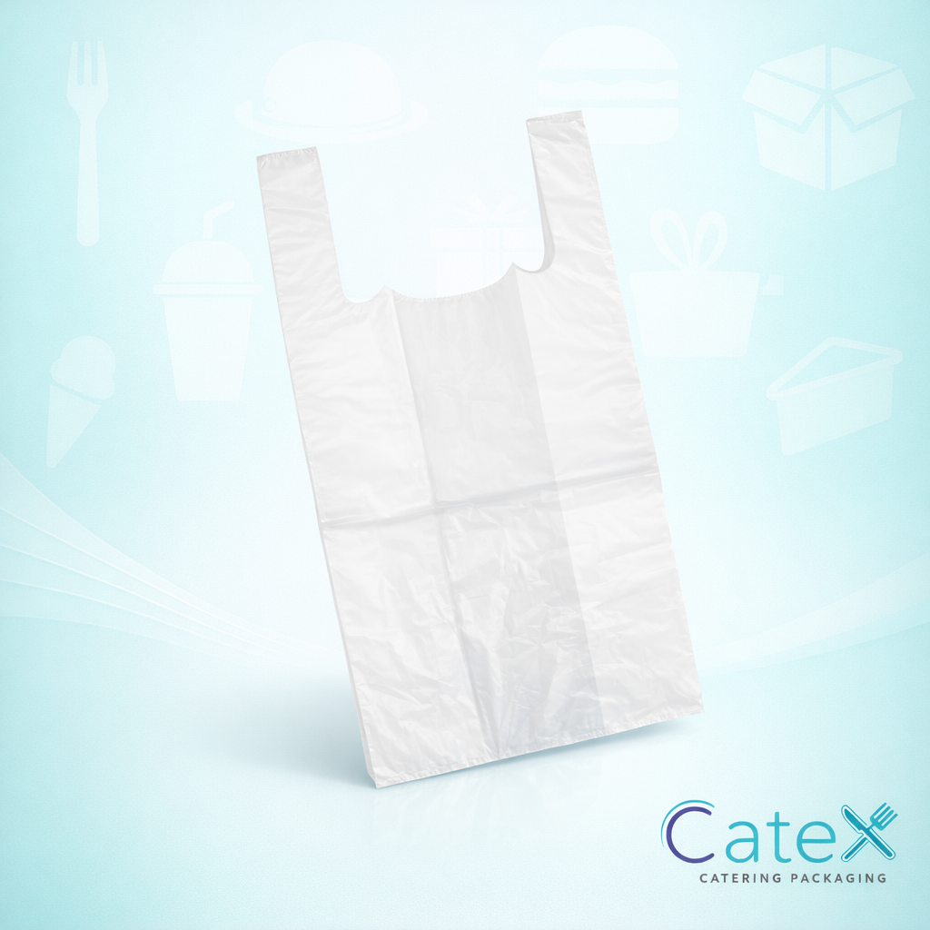 Bulk 2,000 pack of white plastic vest carrier bags 215+130x440mm 14-micron for retail and shops