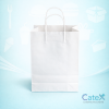 Bulk 150 pack of premium 100gsm white kraft paper carrier bags with twisted handles 240x110x310mm for boutiques