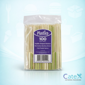 Bulk case of 1000 5.9-inch (150mm) wooden bamboo paddle skewers for professional catering