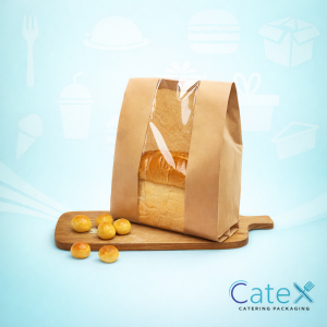 10 by 12 inch duplex paper and film bread bag with clear window for artisan loaf display