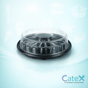 Professional 12 inch clear caterware dome lid with Smartlock click-fit seal for catering platters