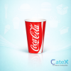 Stack of official 12oz Coca-Cola branded paper cold cups for medium fountain drinks