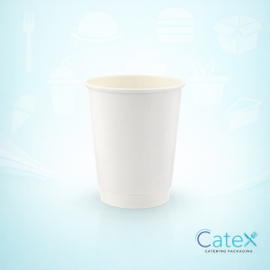 12oz white double wall hot cups for coffee and tea featuring insulated paper layers for Irish catering businesses
